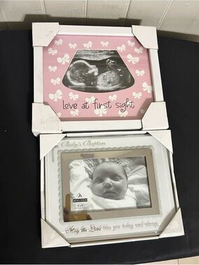 Baby Girl Keepsake Set: Sonogram & Baptism Frames/NIB